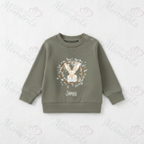 Personalised Easter Bunny Sweatshirt. Baby/Toddler Jumper - Easter Bunny Wreath Design - Pink or Blue