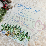 Personalised Blue Nice List Certificate. Custom Christmas Eve Box Fillers
