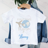 Personalised 1st Time Flyer T-shirt. Custom First Plane Ride Outfit