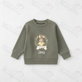 Personalised Easter Bunny Sweatshirt. Baby/Toddler Jumper - Easter Bunny Wreath Design - Pink or Blue