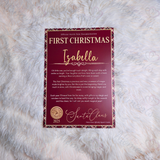 Personalised First Christmas Tartan Certificate. Custom Baby Xmas Keepsake.