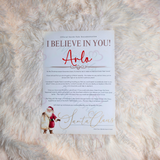 Personalised "I Believe In You" Letter from Santa Claus. Custom Xmas Eve Box Filler - Santa Sack Design
