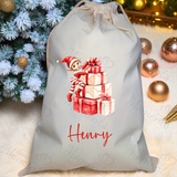 Personalised Christmas Santa Sack - Elf Present Design. Premium Custom Xmas Gift Sack with Name