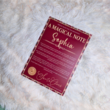 Personalised "A Magical Note" Tartan Santa Letter. Custom Christmas Eve Box Filler.