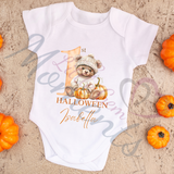 Personalised 1st Halloween Baby Bodysuit. Custom Baby Pumpkin Vest