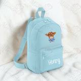 Personalised Kids Highland Cow Mini Backpack