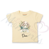 Personalised Kids Happy Easter T-shirt - Bunny Wreath Design