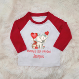Personalised Mummy's Little Valentine Long Sleeved Top. Kids Valentine's Outfit - Red or Navy - Elephant Design 2