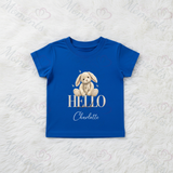Personalised "Hello World" Organic Cotton Baby Tee: Bunny Design