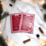 Personalised Elf Hello and Goodbye Letter Bundle | Red Gingham Elf Arrival and Farewell Notes | Custom Name A4 Card | Kids Christmas Set