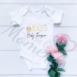 Personalised Born In 2025 Baby Bodysuit. Custom Baby Vest.