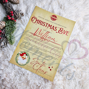 Personalised Christmas Eve Letter - Rustic. Custom Kids Xmas Treat. Christmas Eve Box Fillers. Handmade Festive Santa Letter for Children