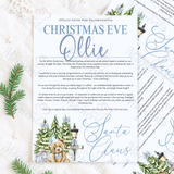 Personalised Christmas Eve Santa Letter - Candy Cane Lane Blue Design. Custom Kids Christmas Eve Box Filler.