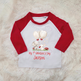 Personalised Mummy's Little Valentine Long Sleeved Top. Kids Valentine's Outfit - Red or Navy - Elephant and Bunny Design