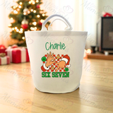 Personalised Christmas Gift Basket Trug. Festive Gift Sack - 67 Design - Loot Bag