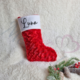 Personalised Personalised Luxury Plush Santa Sacks and Stocking Sets - Red or Grey