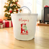Personalised 1st Christmas Trug. Felt Xmas Gift Basket.