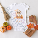 Personalised 1st Halloween Baby Bodysuit. Custom Baby Pumpkin Vest