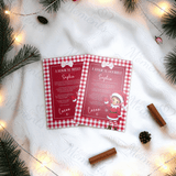 Personalised Elf Hello and Goodbye Letter Bundle | Red Gingham Elf Arrival and Farewell Notes | Custom Name A4 Card | Kids Christmas Set