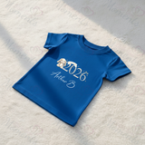 Personalised Born In 2026 Organic Cotton Baby Tee: Bunny Design