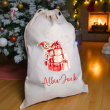 Personalised Christmas Santa Sack - Elf Present Design. Premium Custom Xmas Gift Sack with Name