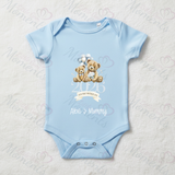 Personalised Our First Mother's Day Baby Bodysuit. Custom Baby Vest - Blue or Pink Teddy Design
