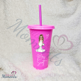 Personalised Bride Cold Cup with Lid and Straw. Custom Reusable 24oz Tumbler. Wedding Gift | Bridal Party | Hen Weekend
