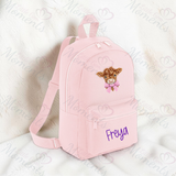 Personalised Kids Highland Cow Mini Backpack