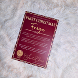Personalised First Christmas Tartan Certificate. Custom Baby Xmas Keepsake.