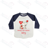 Personalised Mummy's Little Valentine Long Sleeved Top. Kids Valentine's Outfit - Red or Navy - Elephant Design 2