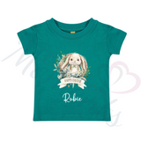 Personalised Kids Happy Easter T-shirt - Bunny Wreath Design