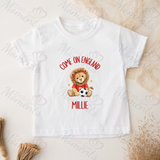 Personalised "Come On England" Football T-shirt for World Cup - All Sizes - Lion Design