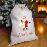 Personalised Christmas Santa Sack - Santa Claus Design. Premium Custom Xmas Gift Sack with Name