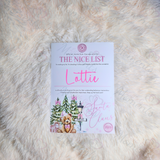 Personalised Nice List Certificate - Pink North Pole Design. Custom Christmas Eve Box Fillers