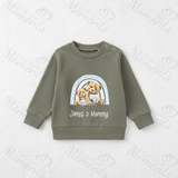 Personalised Happy Mother's Day Sweatshirt. Baby/Toddler Jumper - Teddy Rainbow Design