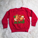 67 Kids Christmas Jumper. Santa Claus Six Seven Red Sweatshirt.
