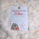 Personalised "I Believe In You" Santa Letter - Candy Cane Lane Red Design. Custom Kids Christmas Eve Box Filler.
