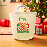 Personalised Christmas Gift Basket Trug. Festive Gift Sack - 67 Design - Loot Bag
