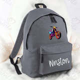 Personalised Neon Dirt Bike School Bag