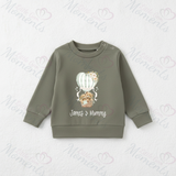 Personalised Happy Mother's Day Sweatshirt. Baby/Toddler Jumper - Teddy Hot Air Balloon Design
