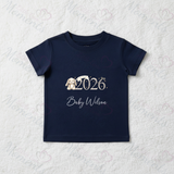 Personalised Born In 2026 Organic Cotton Baby Tee: Bunny Design