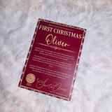 Personalised First Christmas Tartan Certificate. Custom Baby Xmas Keepsake.