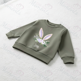 Personalised Bunny Ear Sweatshirt. Custom Kids Jumper - Floral Bunny Ear Design