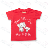 Personalised Happy Father's Day Kids T-shirt - Daddy & Baby Elephant Design