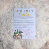Personalised Christmas Eve Santa Letter - Candy Cane Lane Pink Design. Custom Kids Christmas Eve Box Filler.