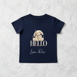Personalised "Hello World" Organic Cotton Baby Tee: Bunny Design