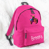 Personalised Neon Dirt Bike School Bag