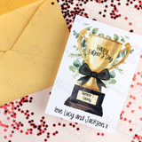Personalised Happy Father's Day Card. Fully Custom Card for Dad - Trophy Design
