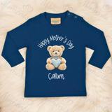 Personalised Happy Mother's Day Long Sleeved Top - Baby and Toddler - Teddy Heart Design