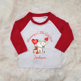 Personalised Mummy's Little Valentine Long Sleeved Top. Kids Valentine's Outfit - Red or Navy - Elephant